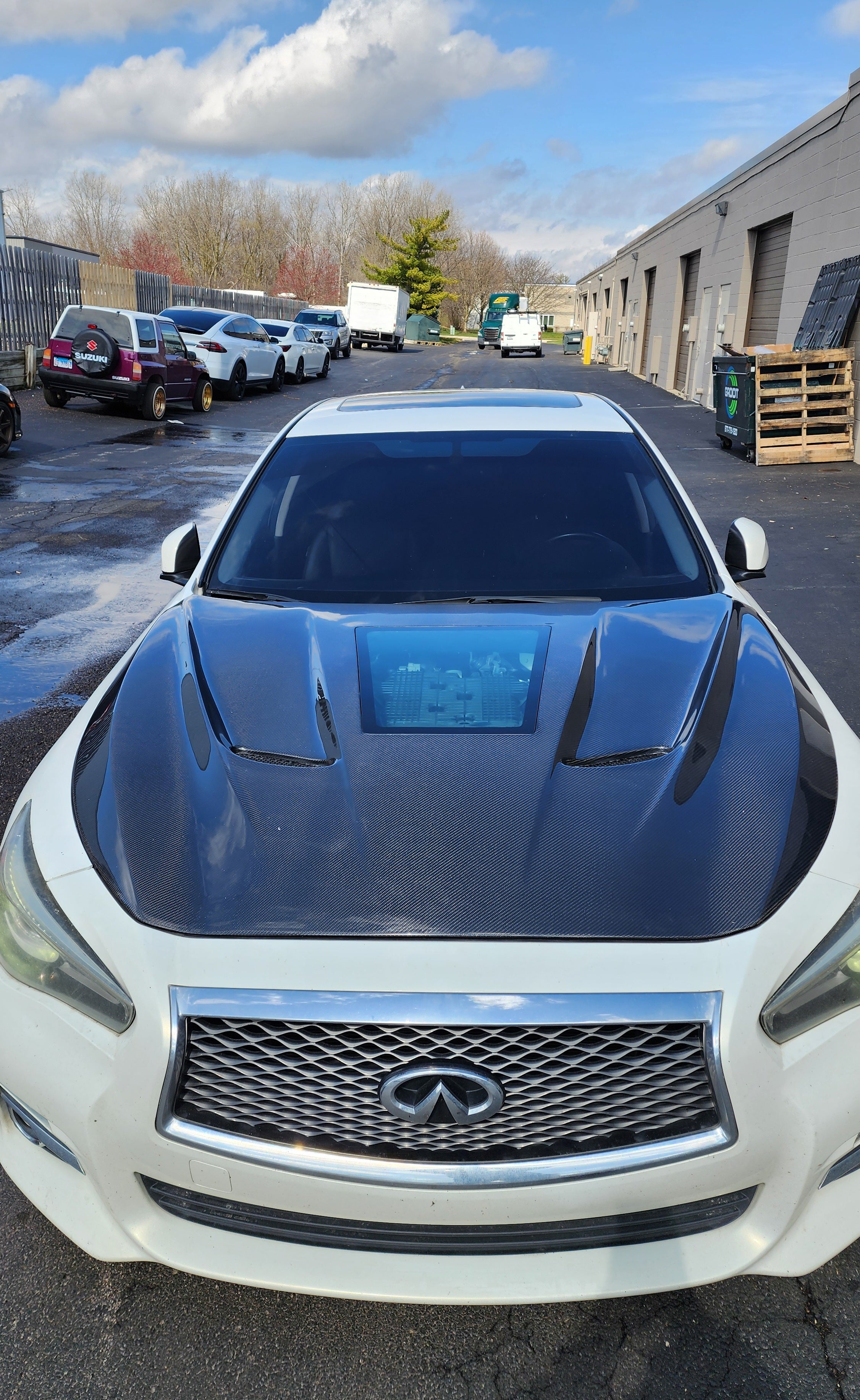 JCF Carbon Fiber 'Window' Hood | Compatible with Infiniti Q50 | Pre-Order Read Description