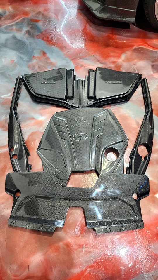 JCF CARBON FIBER ENGINE BAY FULL SET | Infiniti Q50 2016+ & Q60 2017+