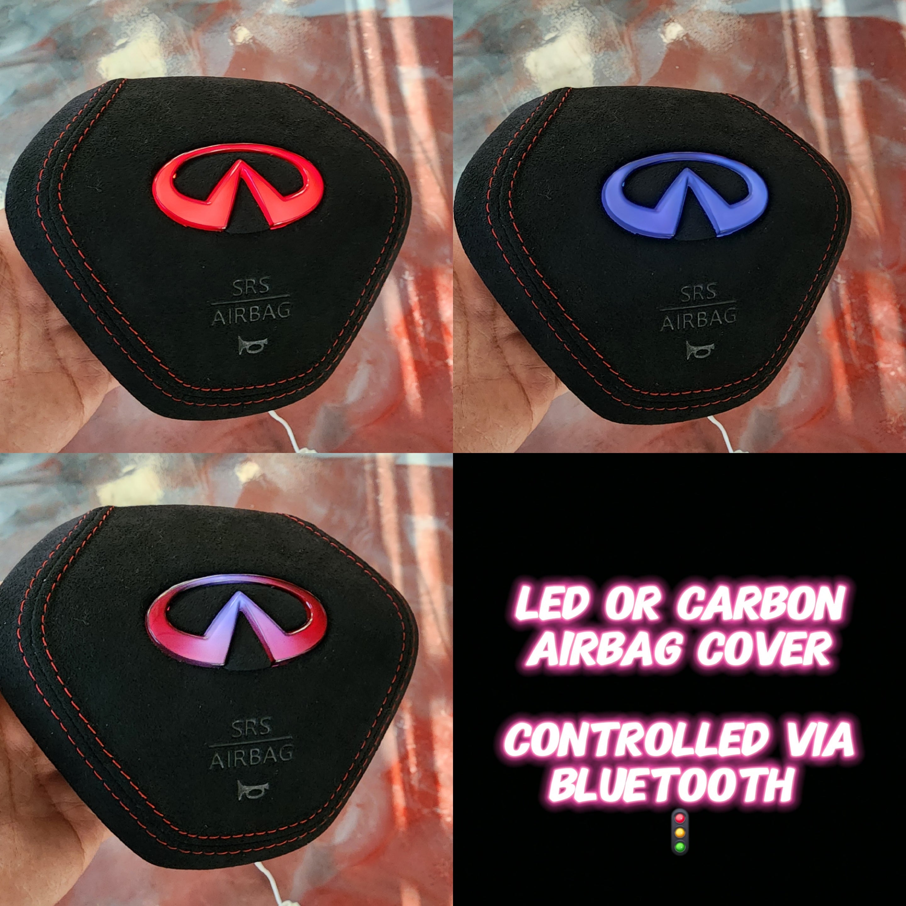 JCF LED or Carbon Airbag Cover | Compatible w/ Infiniti Q60 2017+/Q50 2018+