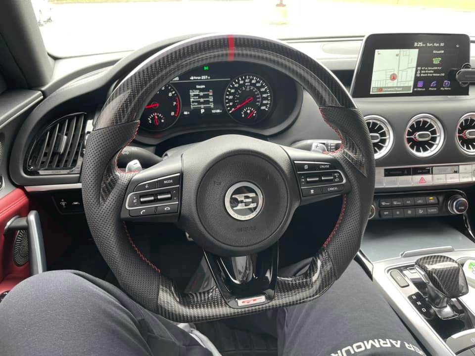 Carbon Fiber ABS Steering Wheel Frame Cover Trim – For Kia Stinger 2018-2023 – Self-Adhesive