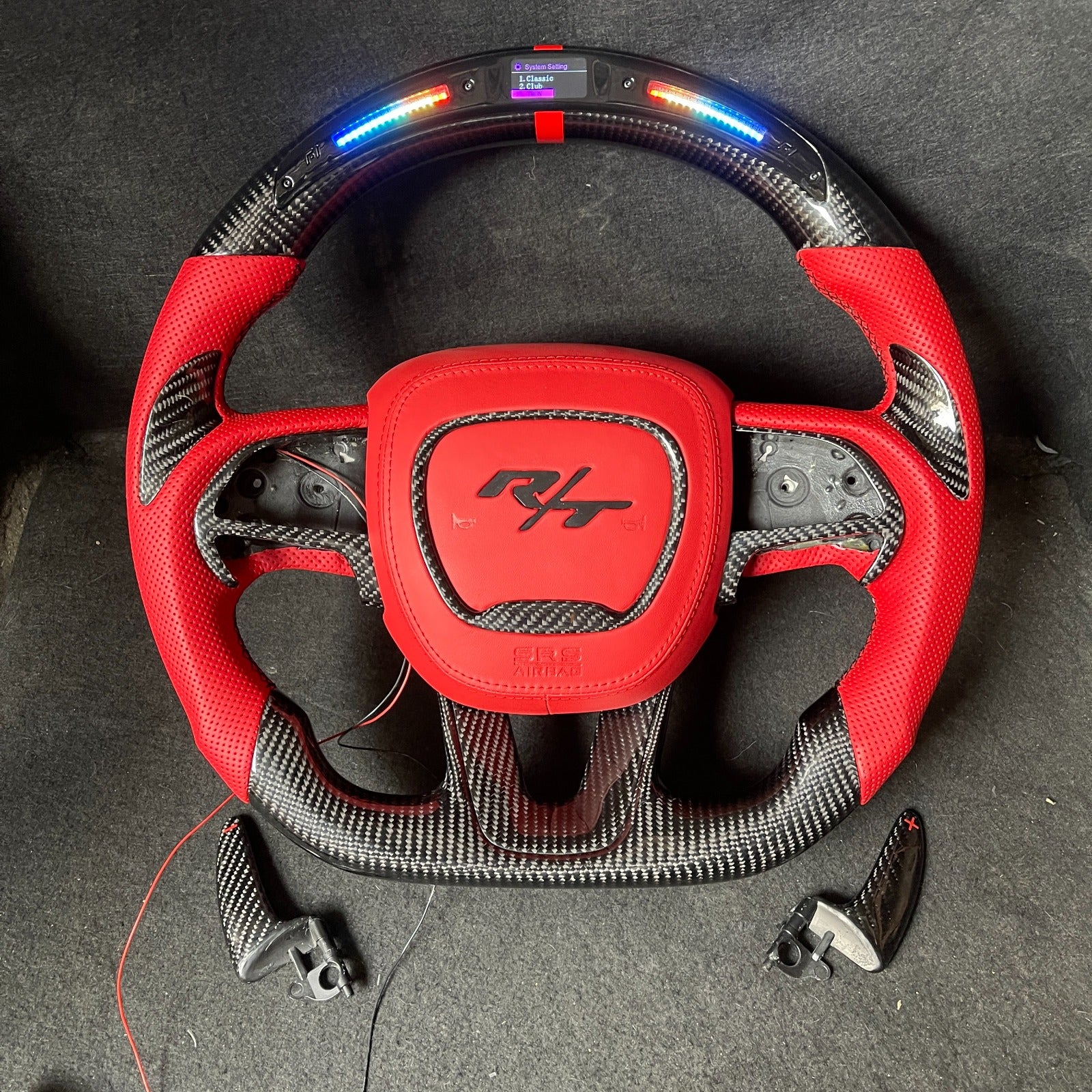 (IN STOCK) JCF Carbon Fiber LED Steering Wheel | Bundle 2015+ Dodge Charger Trackhawk Challenger Durango Scatpack R/T Hellcat