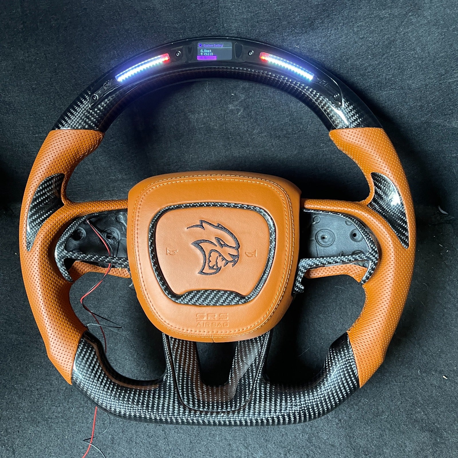 (IN STOCK) JCF Carbon Fiber LED Steering Wheel | Bundle 2015+ Dodge Charger Trackhawk Hellcat Challenger Durango Scatpack R/T