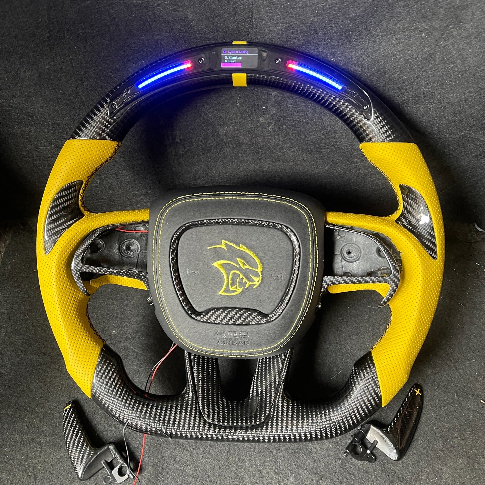 (IN STOCK) JCF Carbon Fiber LED Steering Wheel | Bundle 2015+ Dodge Charger Trackhawk Hellcat Challenger Durango Scatpack R/T