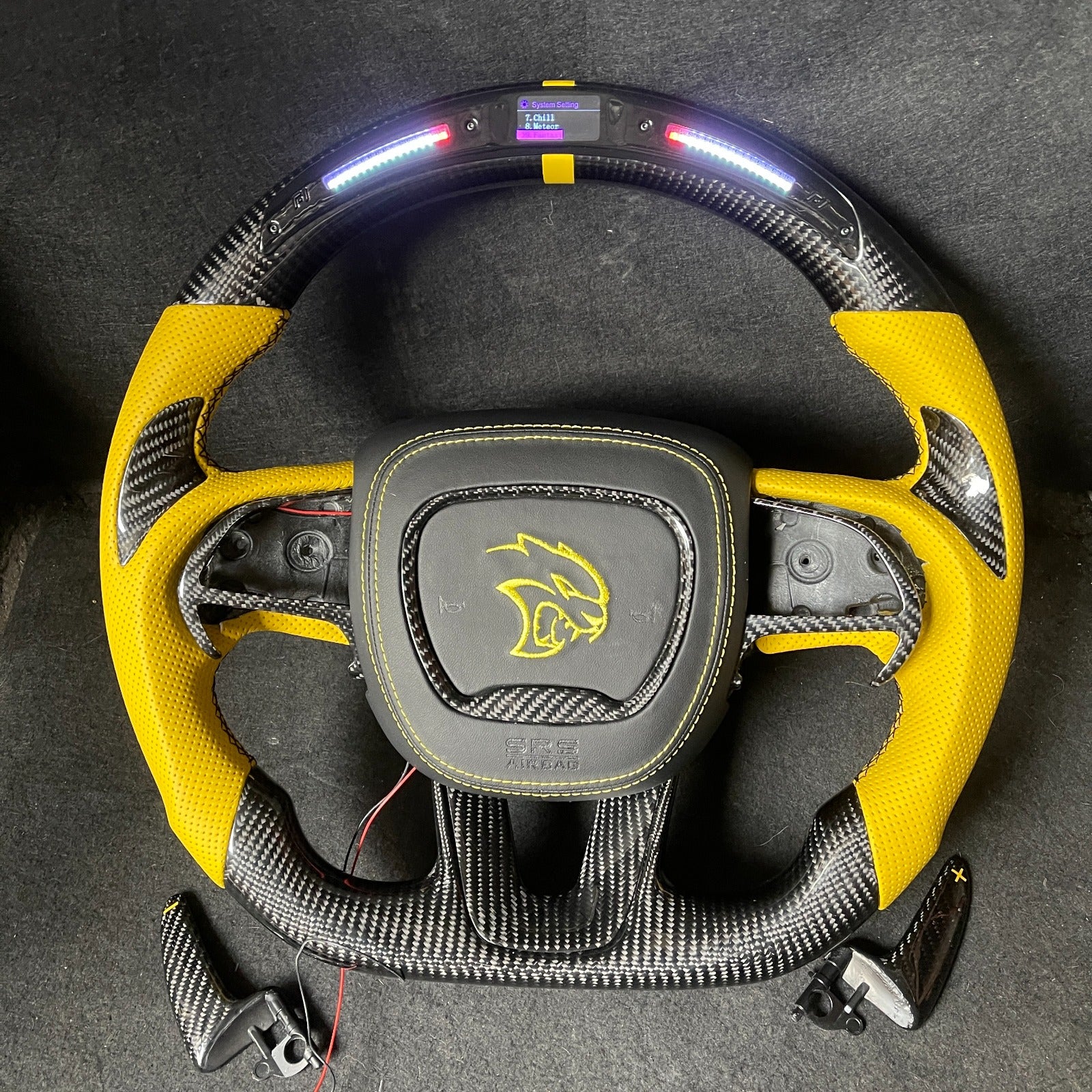 (IN STOCK) JCF Carbon Fiber LED Steering Wheel | Bundle 2015+ Dodge Charger Trackhawk Hellcat Challenger Durango Scatpack R/T