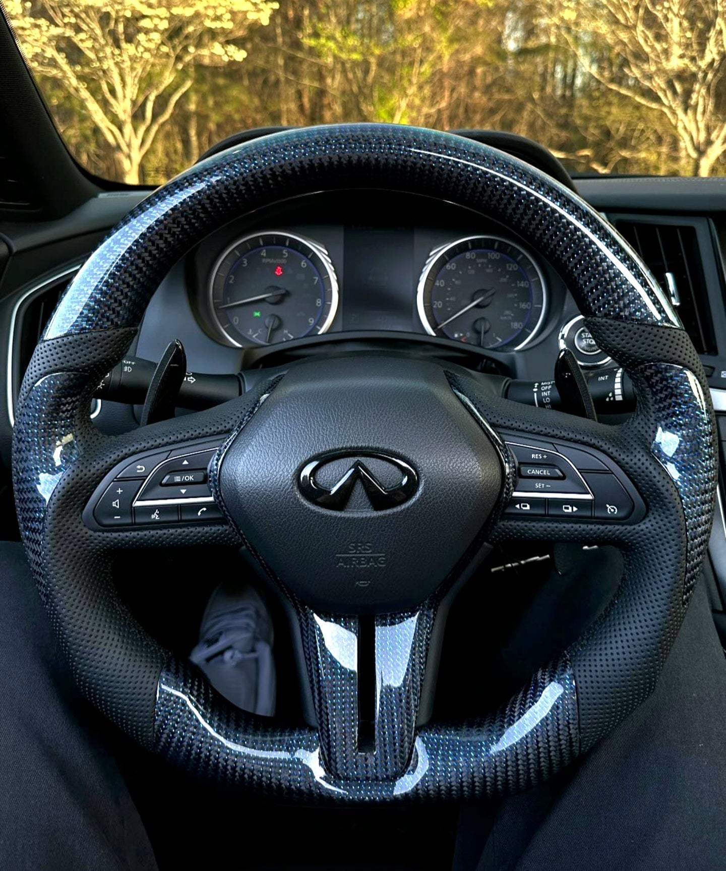 JCF Carbon Fiber Custom Steering Wheel | Compatible with Infiniti Q50 2018+ and Q60 2017+