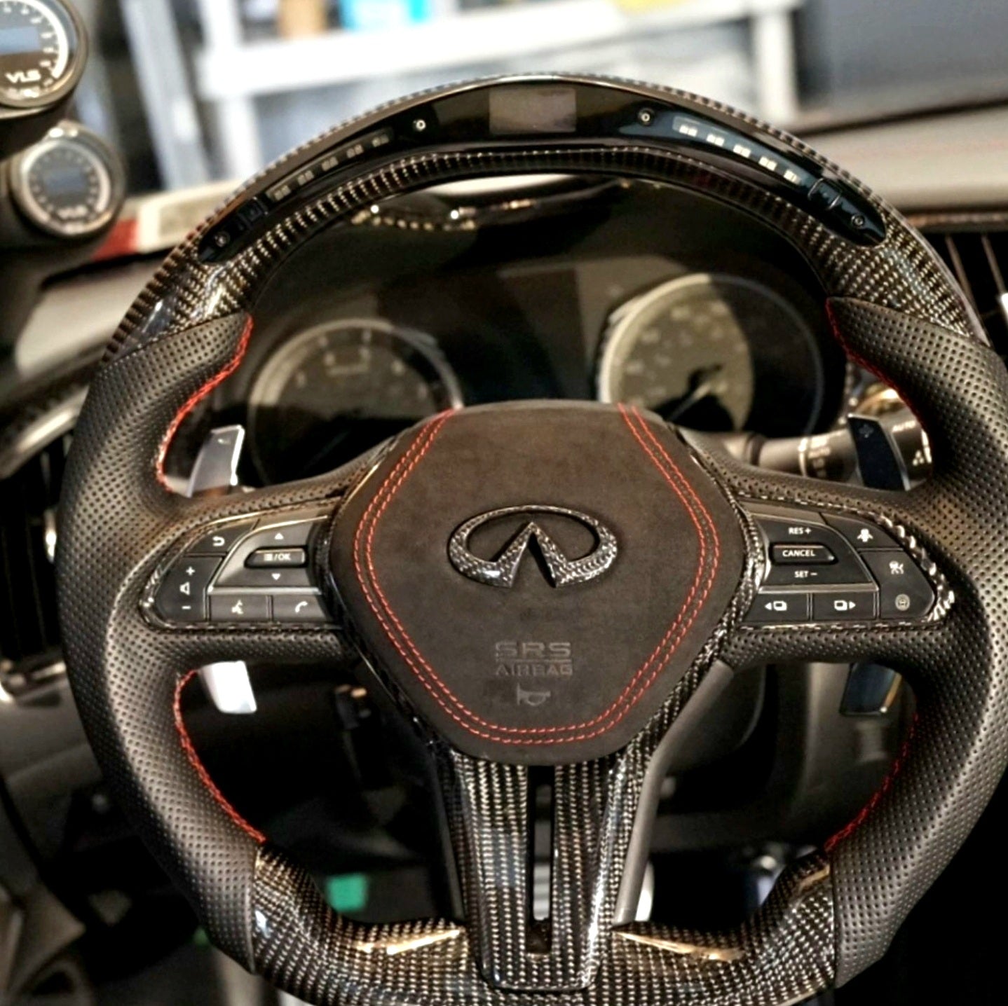 JCF Carbon Fiber Custom Steering Wheel | Compatible with Infiniti Q50 2018+ and Q60 2017+