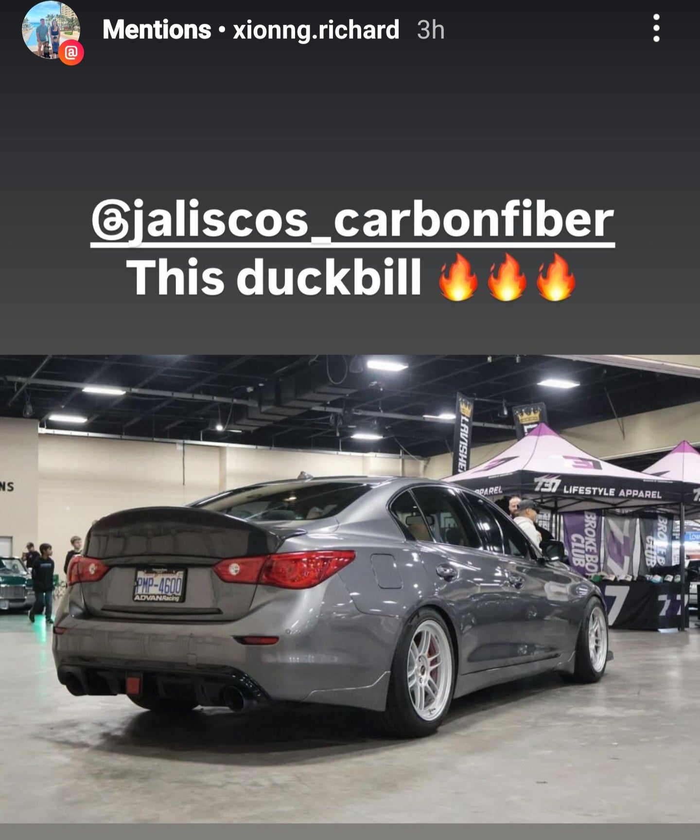 JCF Carbon Fiber Half Duckbill Trunk Spoiler | Compatible with Infiniti Q50