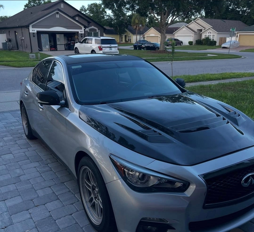 (IN STOCK) JCF Carbon Fiber ATTACK Hood V2 Style | Compatible w/ Infiniti Q50