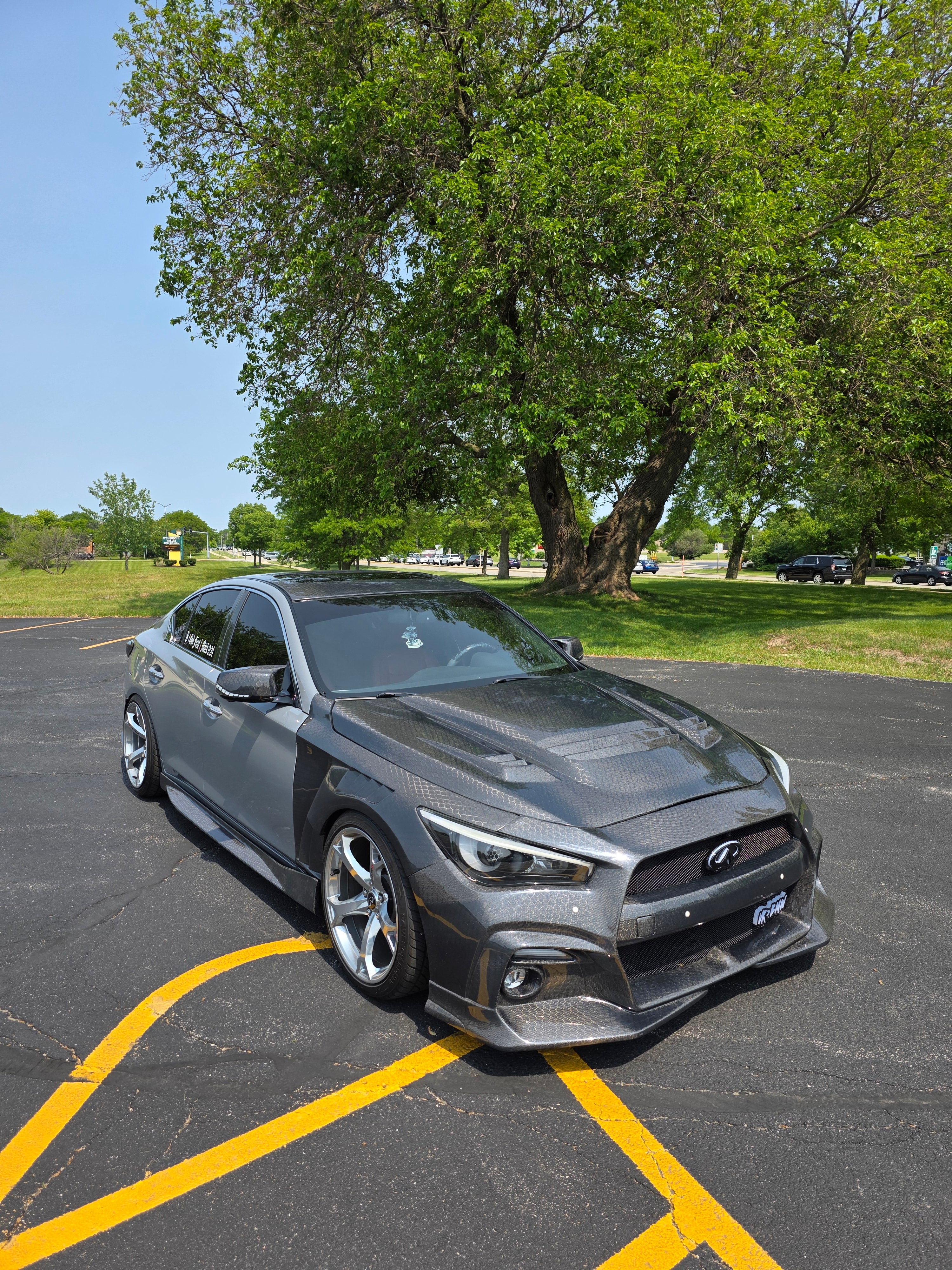 (IN STOCK) JCF Carbon Fiber ATTACK Hood V2 Style | Compatible w/ Infiniti Q50
