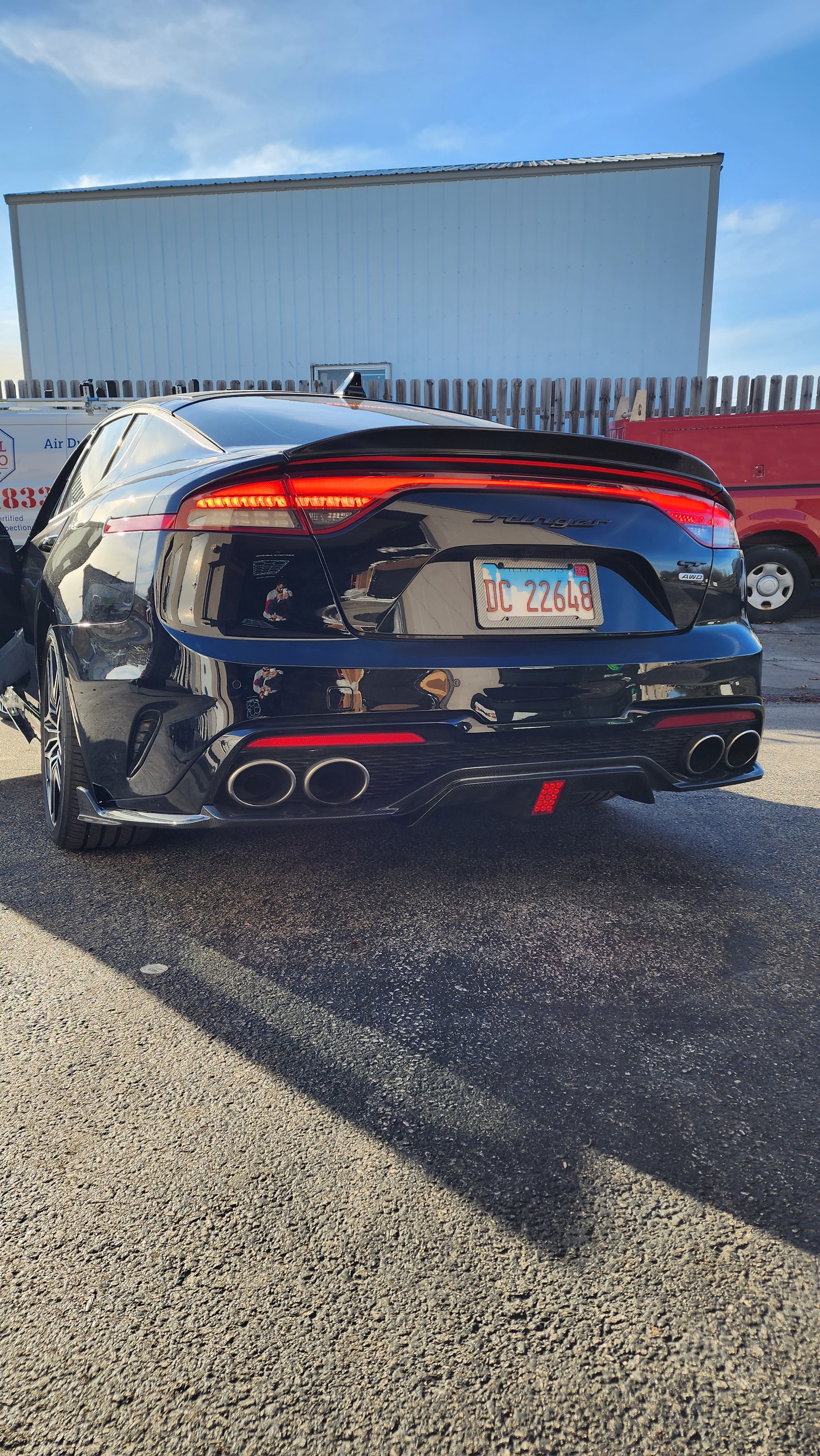 2022' KIA STINGER Carbon Fiber Diffuser with 3rd Brake Light Design ...