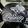 Load image into Gallery viewer, Steering wheel cover showcasing Jalisco&#39;s carbon fiber logo.