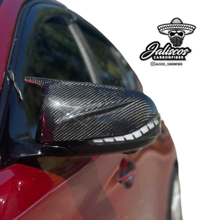 Jalisco's V2 M-Style Carbon Fiber Mirror Cap, perfectly fitting Infiniti Q50 and Q60, with optional ceramic coating