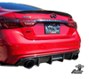 Load image into Gallery viewer, Jalisco&#39;s CF Carbon Fiber &#39;OG&#39; Style Diffuser on a red Infiniti Q50 2018 model with a transparent background.&quot;