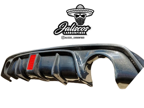 WheelX Carbon Fiber Rear Bumper Diffuser For Infiniti Q50 2014-2017 - With Red LED Brake Light