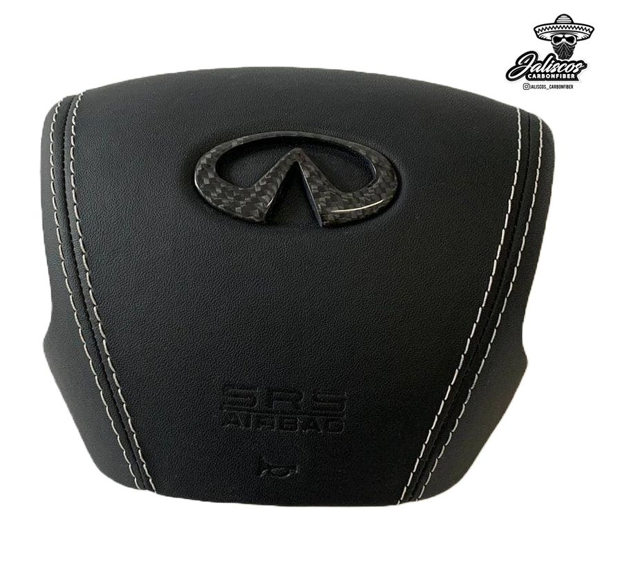 thumbnail image 2 of Carbon Fiber Steering Wheel Center Trim Cover For 2015-2017 Infiniti Q50 (Add-On) 2 of 5